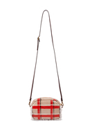 Taupe and red checked crossbody bag image