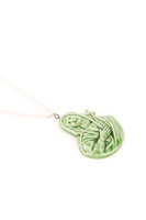 Green madonna addolorata outline medallion necklace image