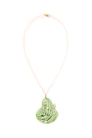 Green madonna addolorata outline medallion necklace image