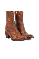 Brown floral embroidered ankle boots image