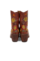 Brown floral embroidered ankle boots image
