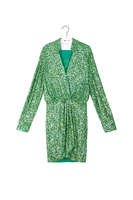 Apple green sequinned midi dress image