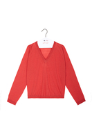 Coral red v-neck sweater image