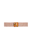 Brown elasticated small abstract buckle belt image
