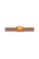 Fluffy brown elasticated abstract buckle belt image