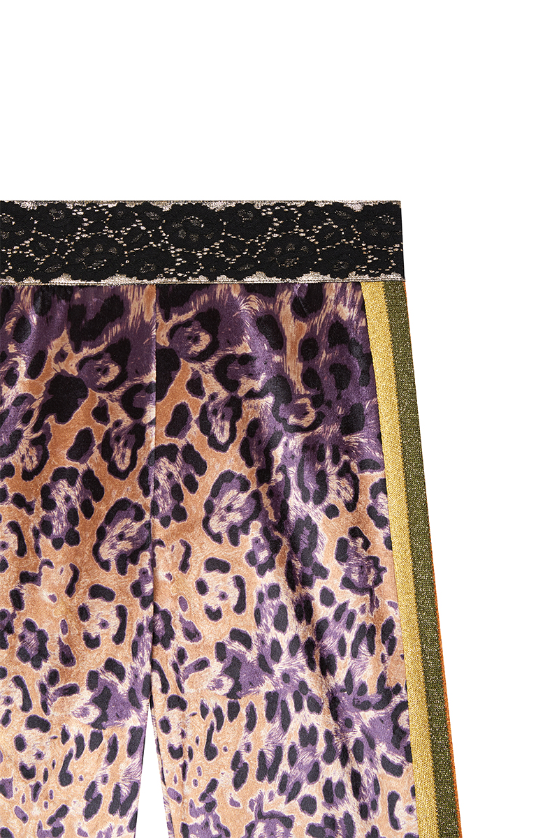 Leopard Print Velvet Flared Trousers