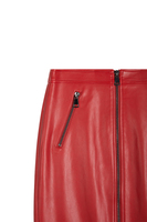 Ruby red faux leather pencil skirt image