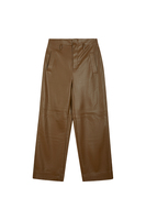 Dark khaki faux leather trousers image