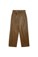 Dark khaki faux leather trousers image