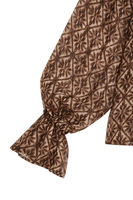 Chocolate brown geometric tile print shirt image