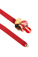 Garnet red elasticated belt with floral motifs image