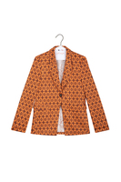 Tangerine and brown geometric jacquard blazer image