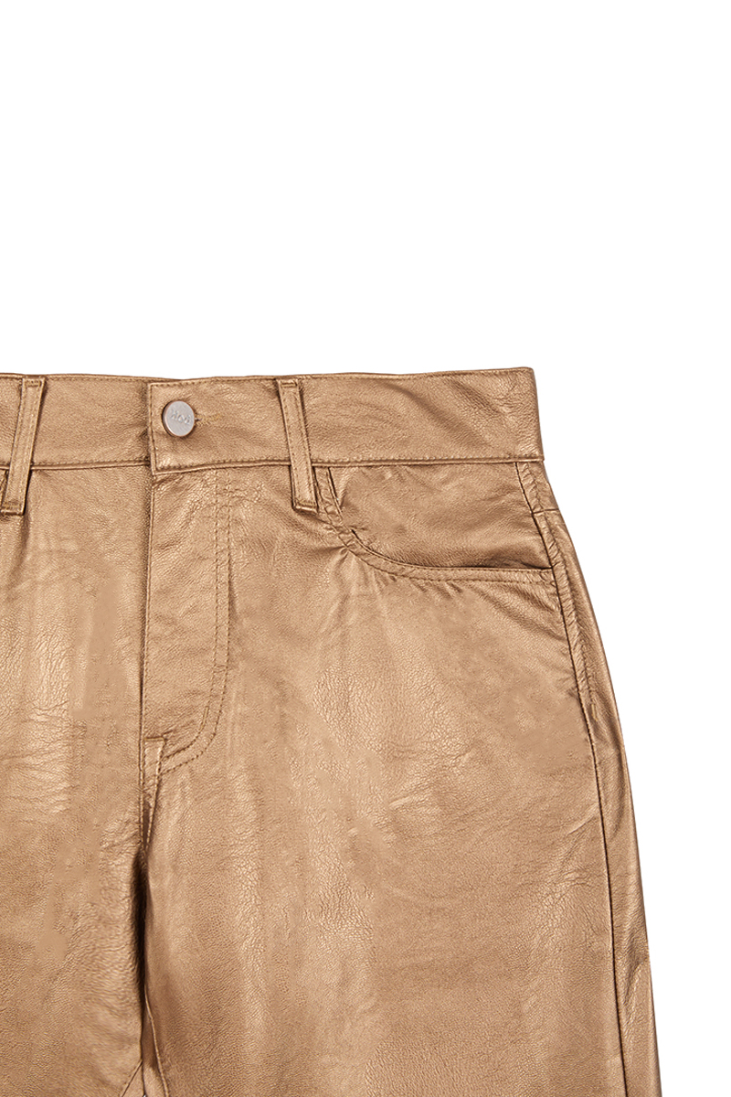 Shop Hod Dark Gold Metallic Faux Leather Trousers