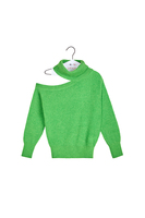 Neon green one shouldered turtleneck sweater image