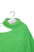 Neon green one shouldered turtleneck sweater image