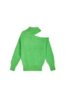 Neon green one shouldered turtleneck sweater image