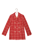 Red and ivory checked tweed peacoat image