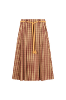 Beige and cinnamon checked corduroy skirt image