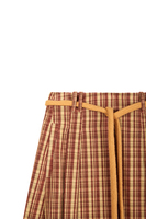 Beige and cinnamon checked corduroy skirt image