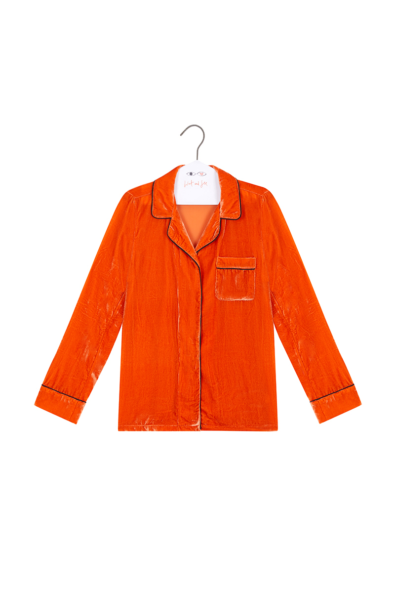 orange velvet shirt