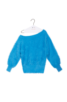 Sky blue fluffy asymmetrical sweater image