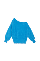 Sky blue fluffy asymmetrical sweater image