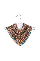 Beige and brown geometric print silk scarf image