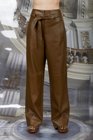 Dark khaki faux leather trousers image