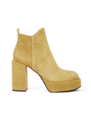 Mustard suede platform boots image