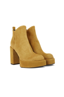 Mustard suede platform boots image