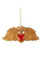 Golden sacred heart with wings ornament image
