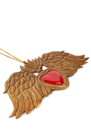 Golden sacred heart with wings ornament image