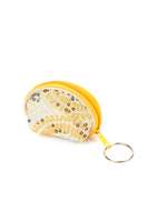 Pale yellow sequinned coin purse keychain image