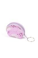 Lilac sequinned coin purse keychain image