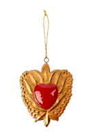 Golden sacred heart with leaves ornament image