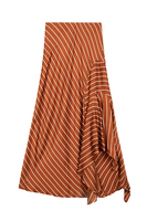 Chocolate brown and white striped asymmetrical skirt image