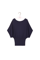 Navy blue knit batwing top image