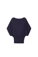 Navy blue knit batwing top image