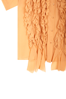 Beige crepe georgette silk shirt with ruffles image