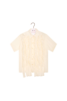 Ivory crepe georgette silk shirt with ruffles image