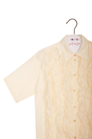 Ivory crepe georgette silk shirt with ruffles image