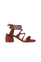 Chocolate brown suede lace up sandals image
