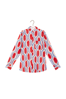 Ruby red and blue geometric print shirt image