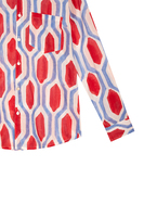 Camicia con stampa geometrica rosso rubino e blu image
