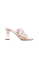 Silver woven leather sandals image