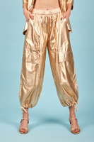 Gold metallic cargo trousers image