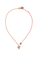 Orange bead sacred heart charm necklace image