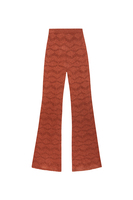 Pantaloni castagna in maglia traforata lurex con motivo a zig zag image