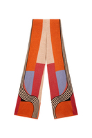 Pantaloni in maglia jacquard lurex con motivo colourblock arancione image