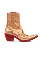 Red and gold laminated snakeskin ankle boots image